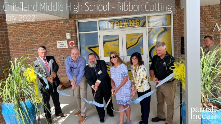 Parrish McCall celebrates ribbon cutting at Chiefland Middle-High School